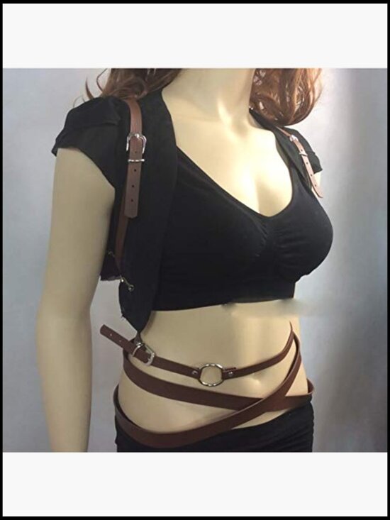 Faux Leather Waist Belt Harness Adjustable with Buckles O-Rings Punk Y2K